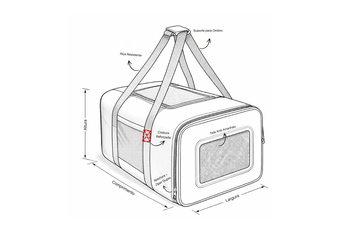 medidas oficiais bolsa para cachorro cabine avião comprimento largura altura